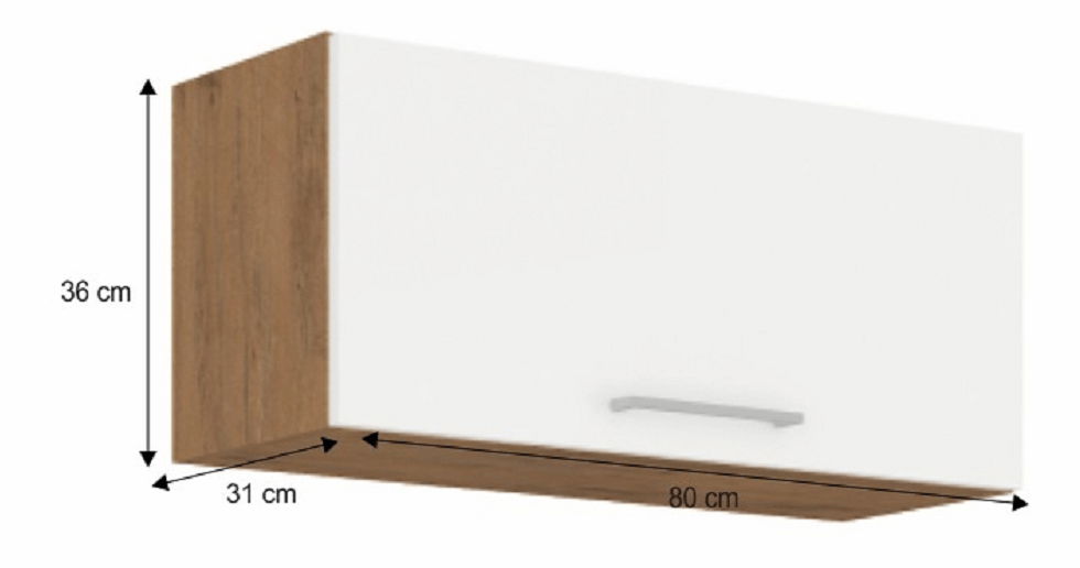 Horní kuchyňská skříňka 80 GU-36 1F Velaga (lesk bílý + dub lancelot)