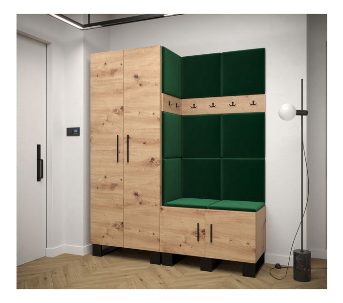Předsíňová sestava Amanda 2 (dub artisan + zelená)