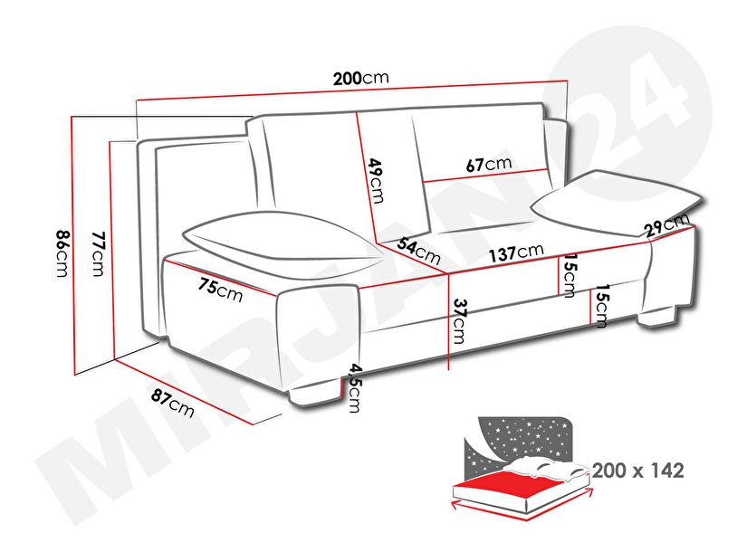Rozkládací pohovka Soren (solo 260 + senegal 809)