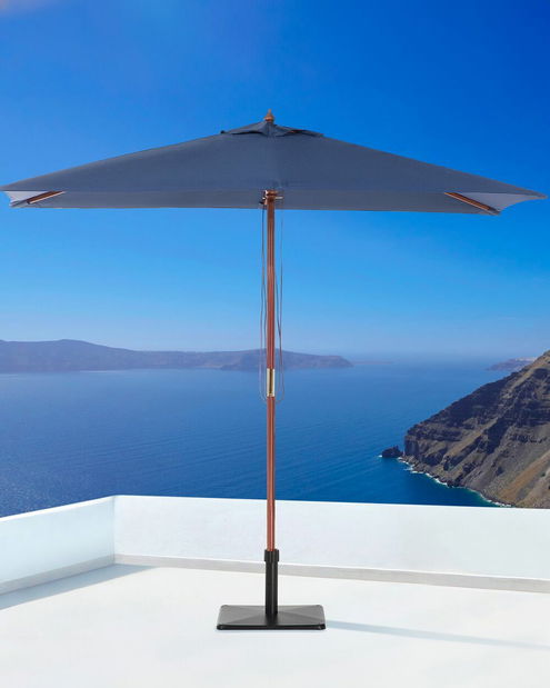 Zahradní slunečník 144 cm FLAME (dřevo) (námořnická modrá)