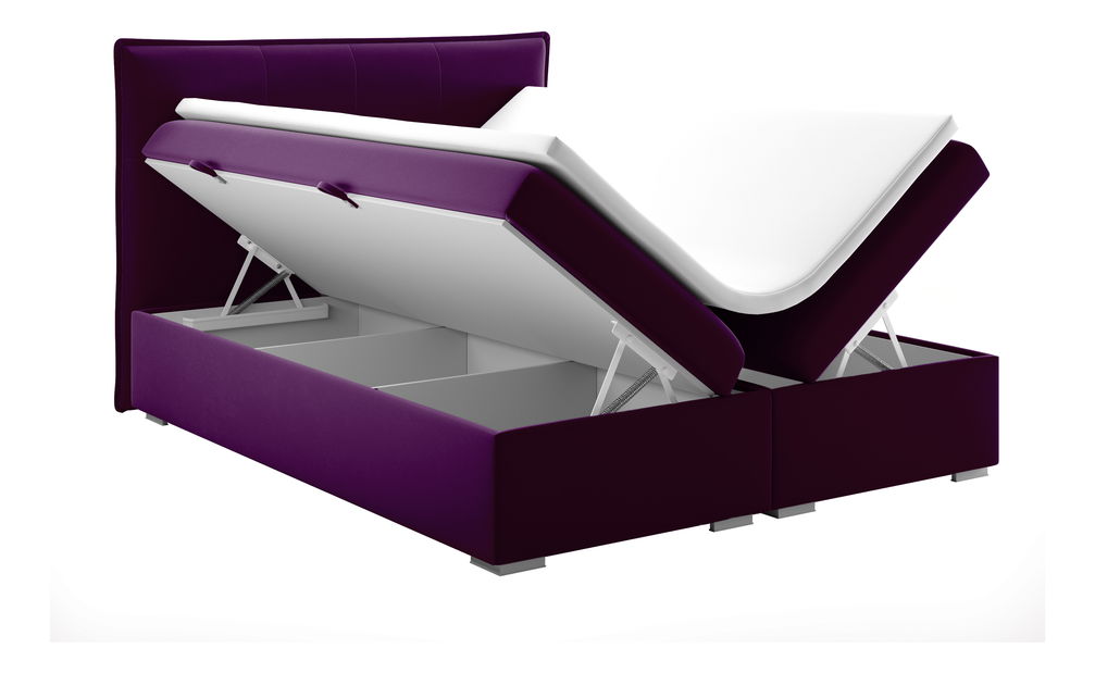 Boxspring postel 180 cm Carla (fialová)(s úložným prostorem)