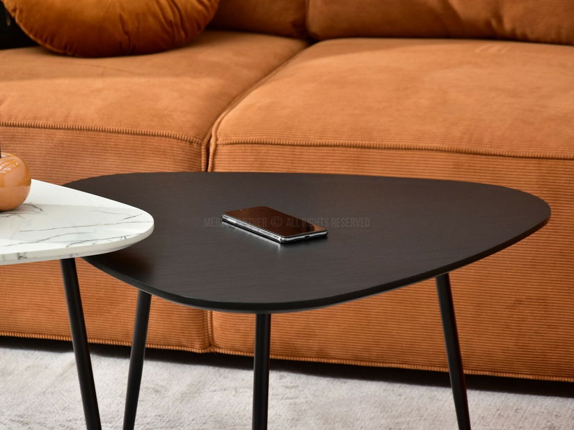 Set 2 konferenčních stolků Rossi Zest Xl (bílý mramor + černá)