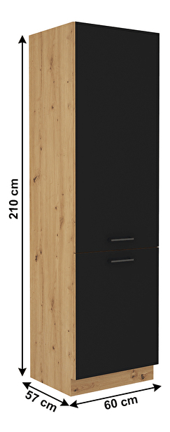 Potravinová kuchyňská skříňka Meriel 60 DK 210 2F (černá + dub artisan)