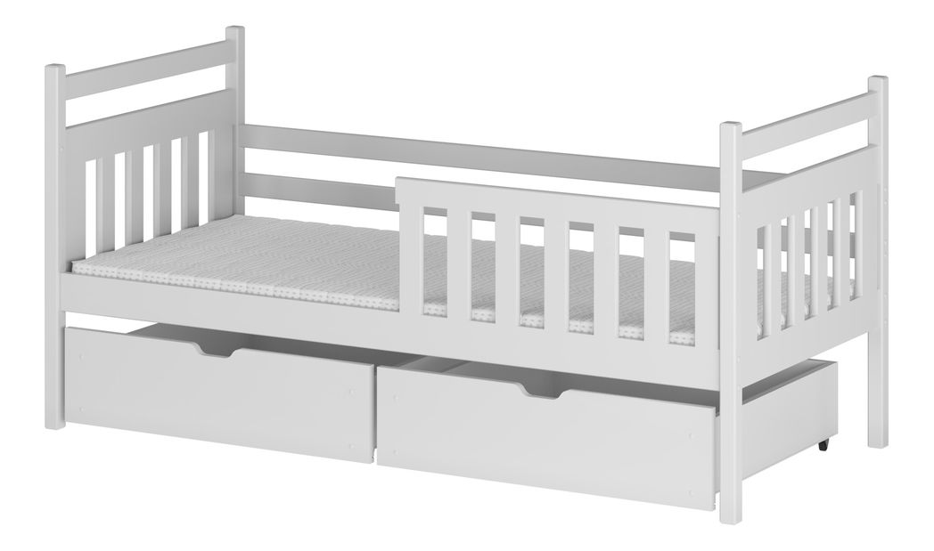 Dětská postel 90 cm Kasey (s roštem a úl. prostorem) (bílá)