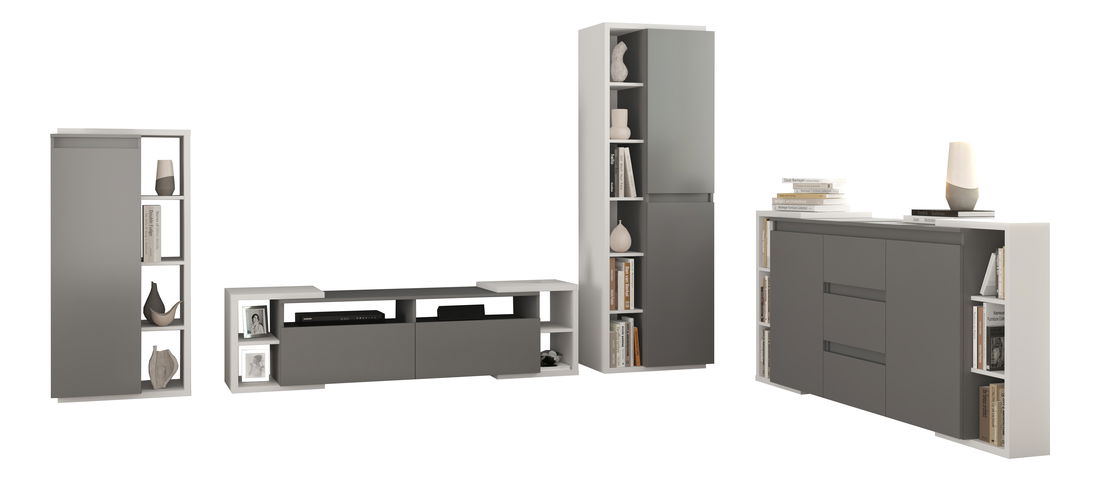 Obývací stěna Nancy 02 (světle šedá + antracit)