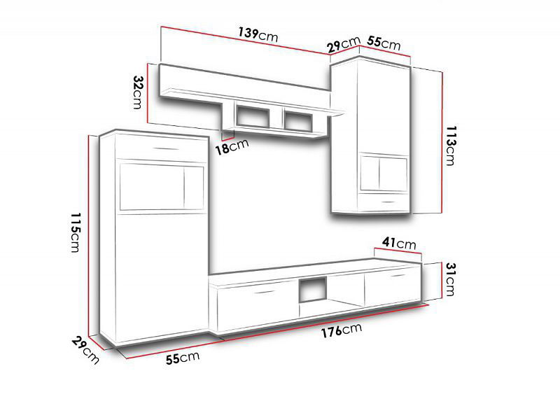 Obývací stěna Balbo (dub sonoma) (bez osvětlení)