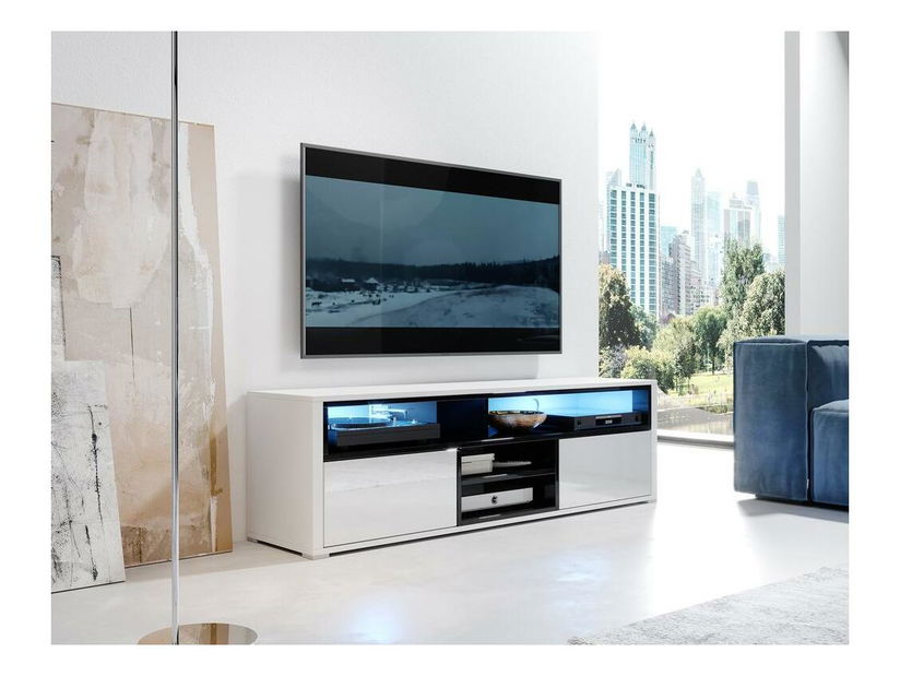 TV skříňka/stolek Lokky (s osvětlením) (černá)