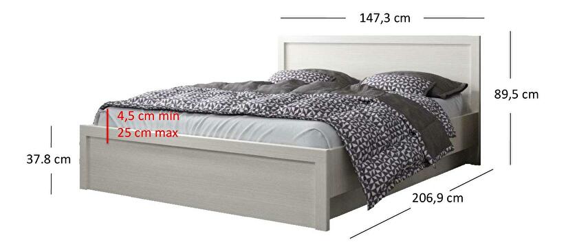 Manželská postel 140 cm Japon (bílá) (s roštem) (s úl. prostorem)