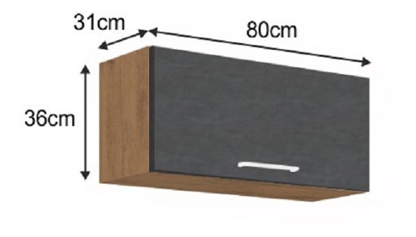 Horní kuchyňská skříňka 80 GU-36 1F Velaga (šedá matná + dub lancelot)