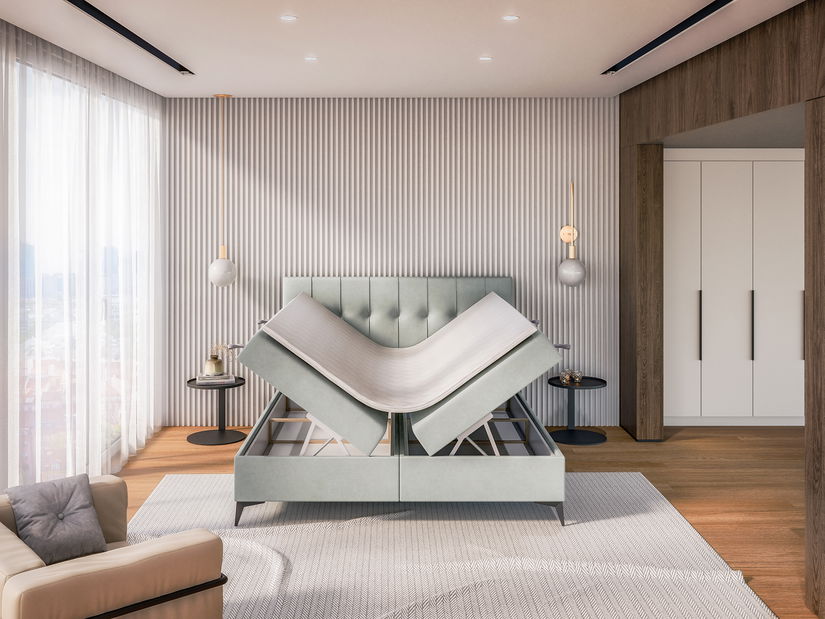 Boxspring postel 140 cm Leny (mátová) (s matrací a úl. prostorem)
