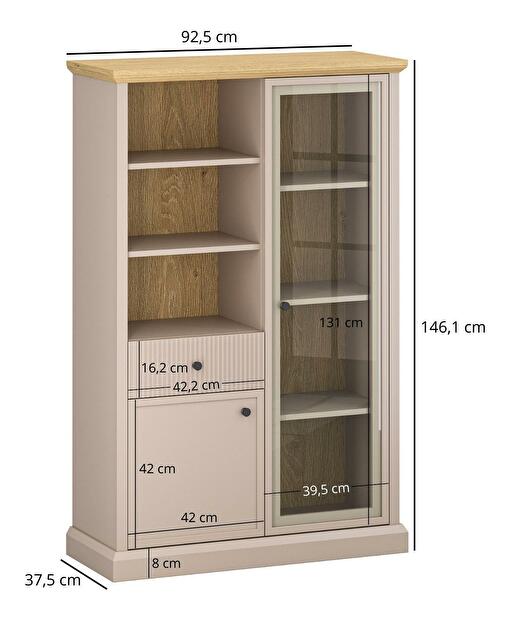 Vitrína Indices 2 (taupe + dub kamenný)