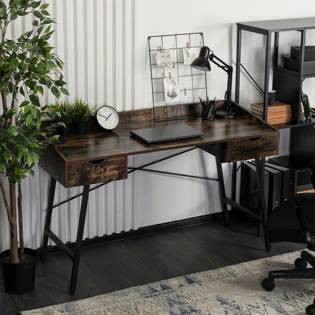Psací stolek Igualada (dub rustikal + černá)