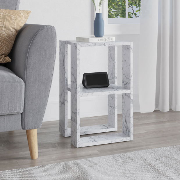 Noční stolek Lonkly (mramor bílý)