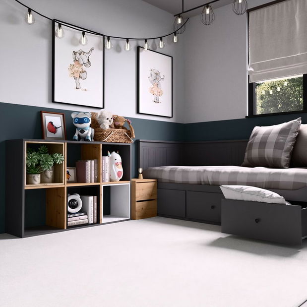 Regál Metros 3 (antracit + dub artisan)