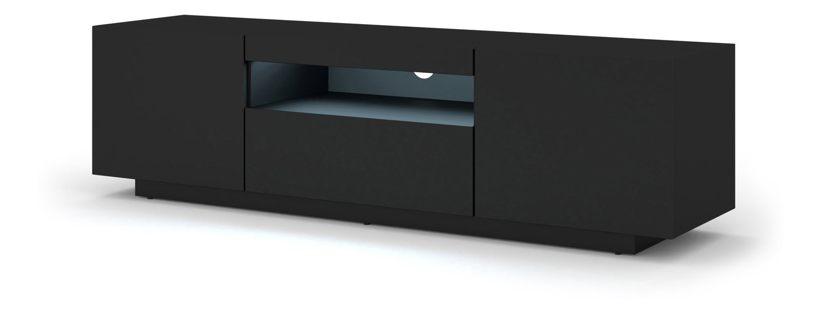 TV stolek/skříňka Aurinko 150 (matná černá) (s osvětlením)