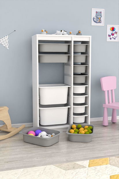 Organizér na hračky Dremonka 6 (bílá + šedá)
