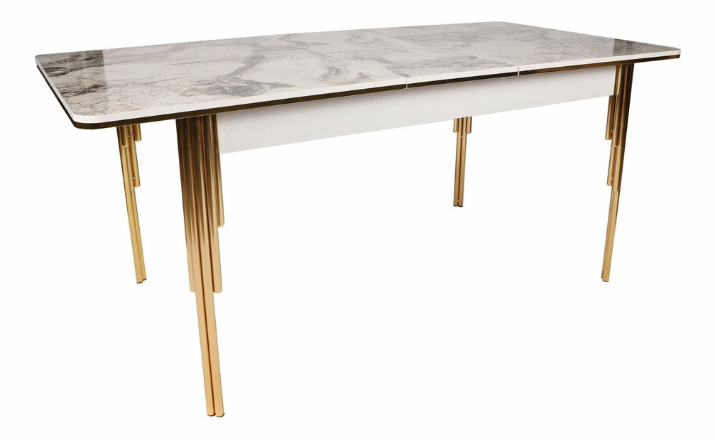 Rozkládací jídelní stůl (pro 6 osob) Diana (Zlatá + Bílá) *bazar