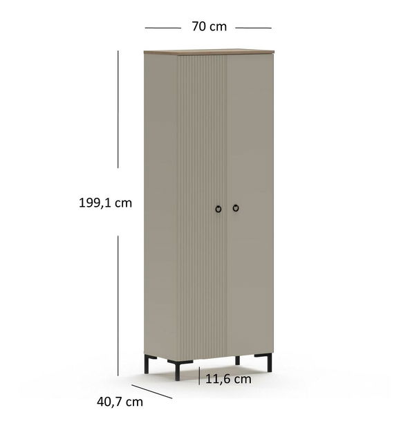 Šatní skříň Demandaron 3 (taupe + dub silverjack)