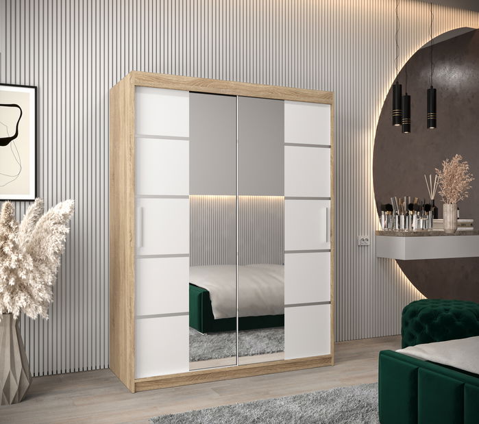 Šatní skříň 180 cm Verika 4 180 (dub sonoma + bílá)