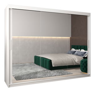 Šatní skříň 250 cm Toki 3 (Bílá matná + Bílá matná)