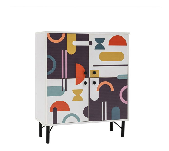 Skříňka Maluxe 2 (bílá + hnědá + purpurová + hořčicová)