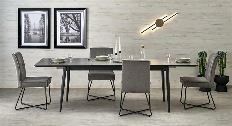Jídelní stůl Charles (šedý mramor + černá) (pro 8 a více osob)