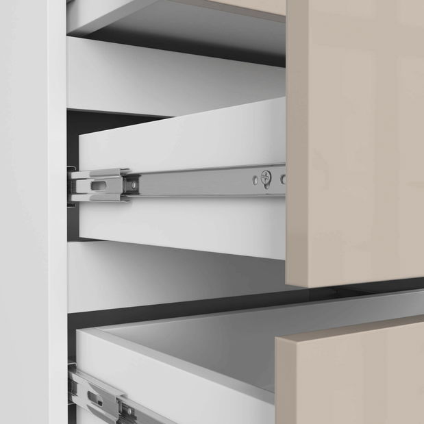 Noční stolek Calado (bílá + lesklé cappuccino)