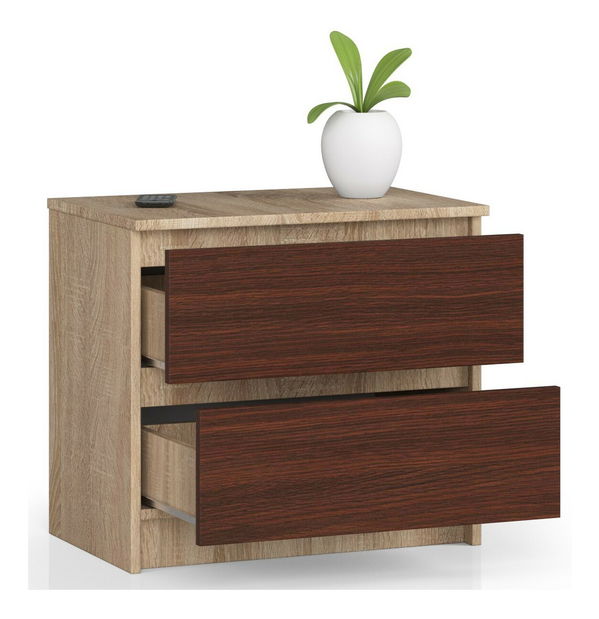 Noční stolek Kalista (dub sonoma + wenge)