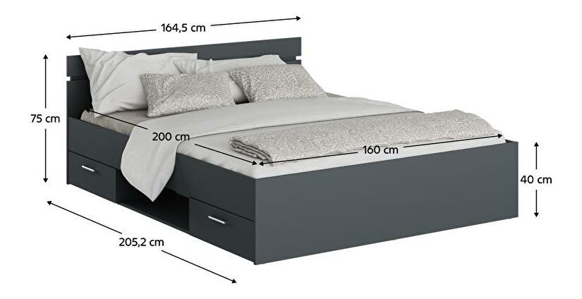 Manželská postel 160 cm Michigin (grafit) (s úložným prostorem)