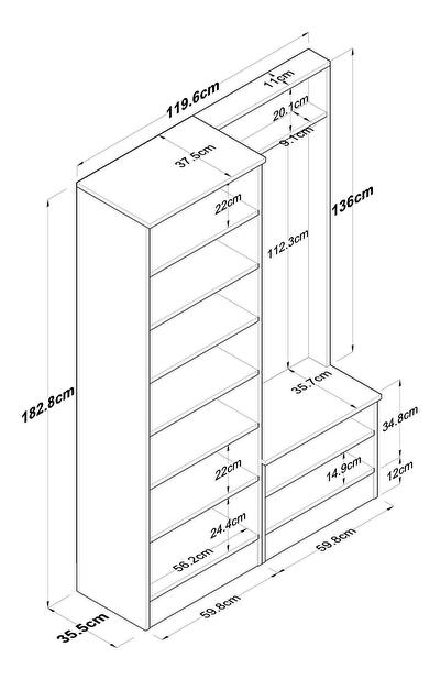 Předsíňová stěna Petunia M11 (ořech + bílá)