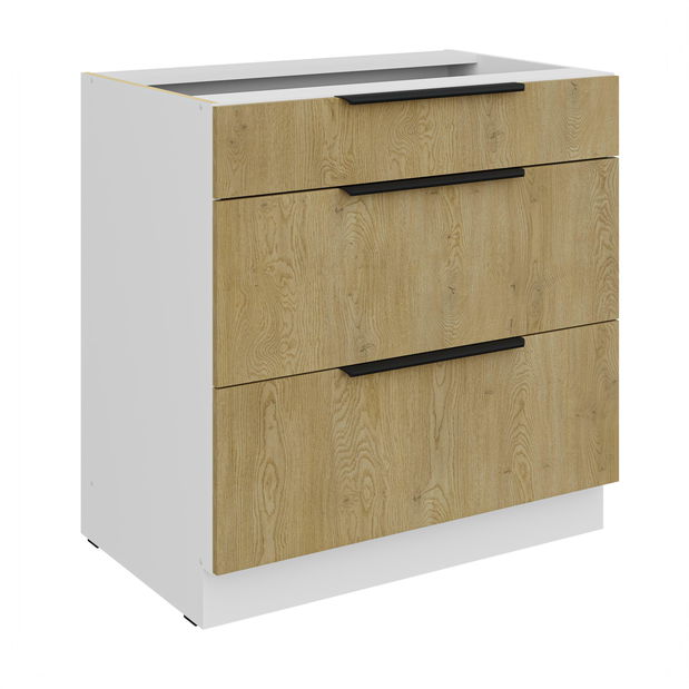 Dolní kuchyňská skříňka Carminia 80 D 3S BB PREMIUM BOX (dub cremona + bílá)