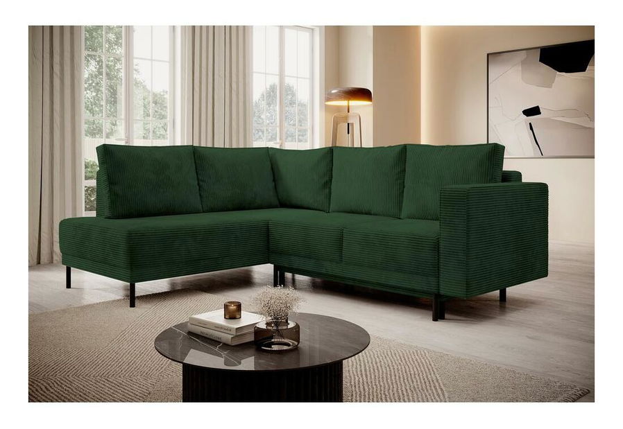 Rohová sedací souprava Rodriguez (L) (tmavě zelená + černá)