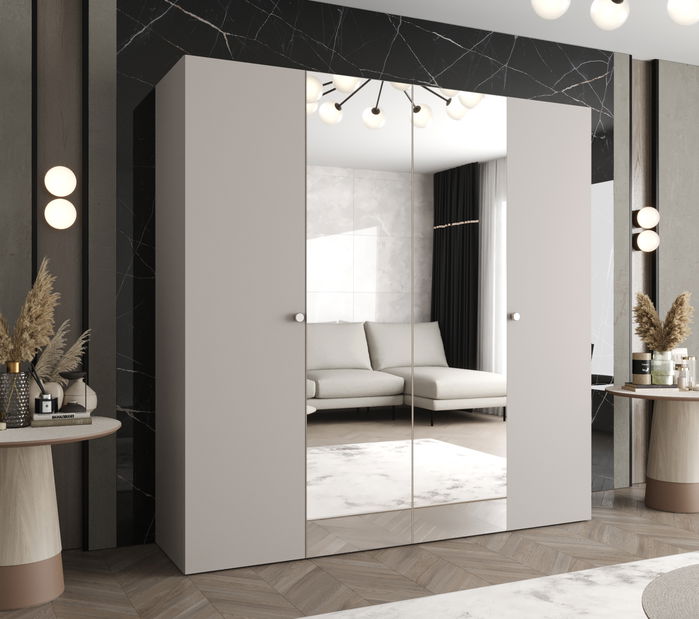 Šatní skříň 200 cm Parna 2 (kašmír + stříbrná)