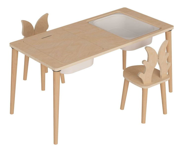 Dětský kreativní stolek se 2 židlemi Tevenko 1 (bříza)