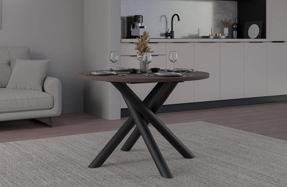 Kulatý jídelní stůl 110 cm Ossla (ořech)
