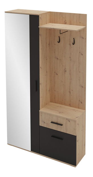 Předsíň Cless (dub artisan + černá) (se zrcadlem) *bazar