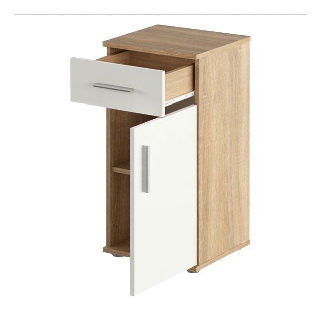 Spodní koupelnová skříňka Leah 03 (dub sonoma + bílá matná)