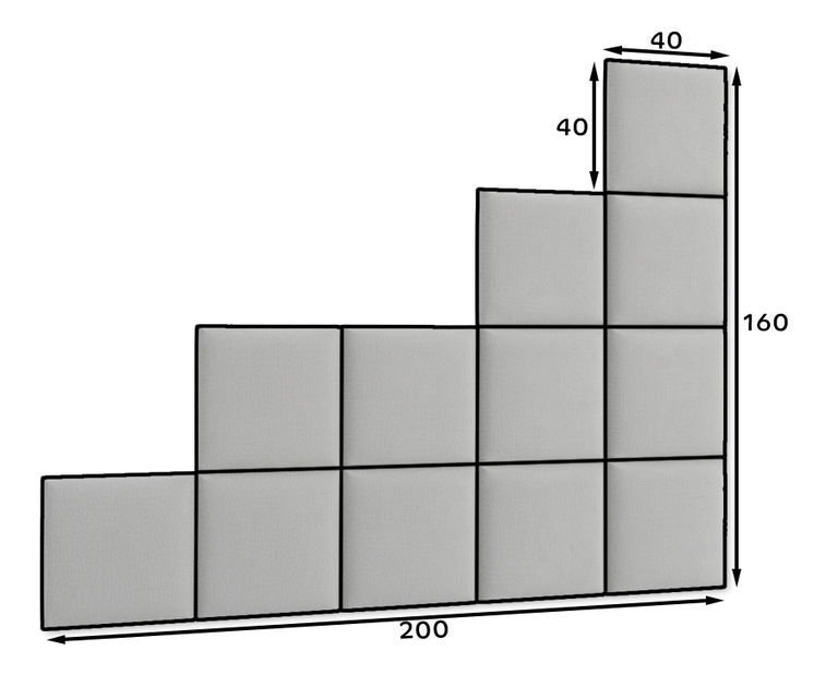Set 12 čalouněných panelů Quadra 200x160 cm (hořčicová)