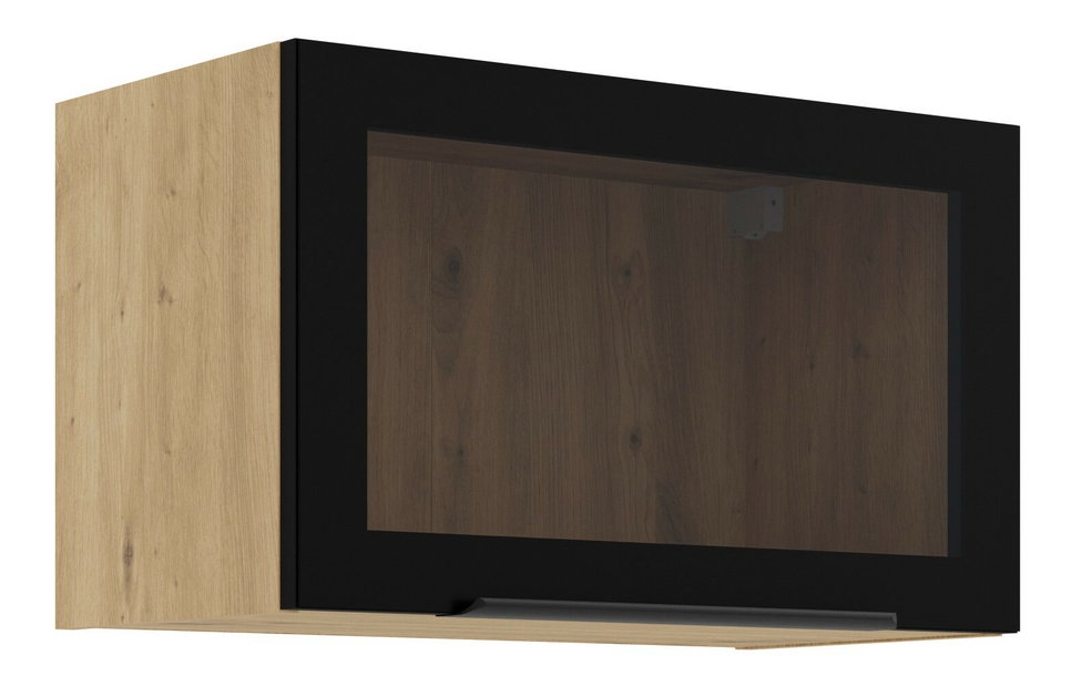Vitrína do kuchyně Ariesa 60 GUS-36 MDF 1F (dub artisan + černá)