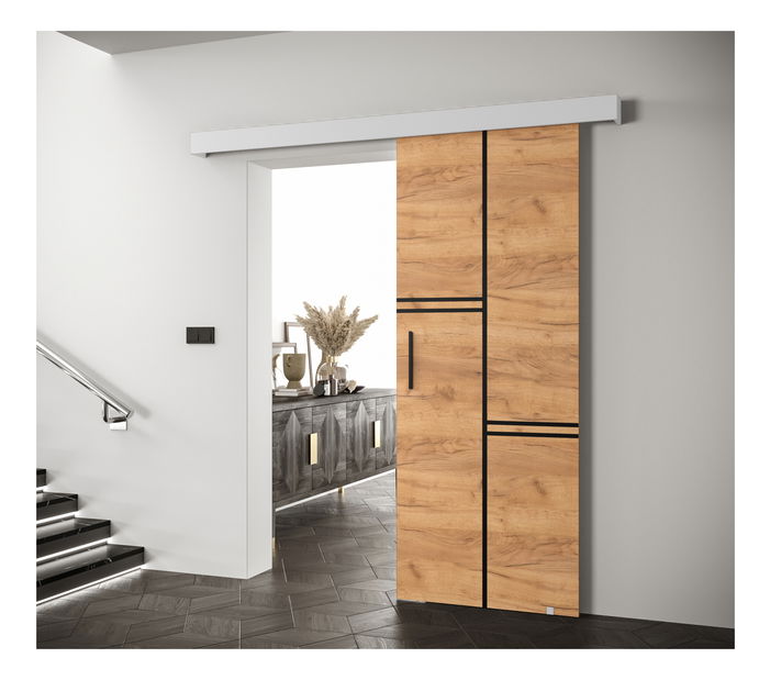 Posuvné dveře 90 cm Sharlene VIII (craft zlatý + bílá matná + černá)