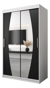 Šatní skříň 120 cm Eclipse (bílá matná + černá matná)