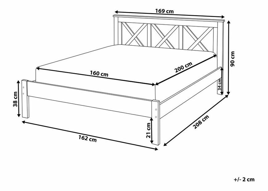 Manželská postel 160 cm TANTE (dřevo) (bílá) (s roštem)