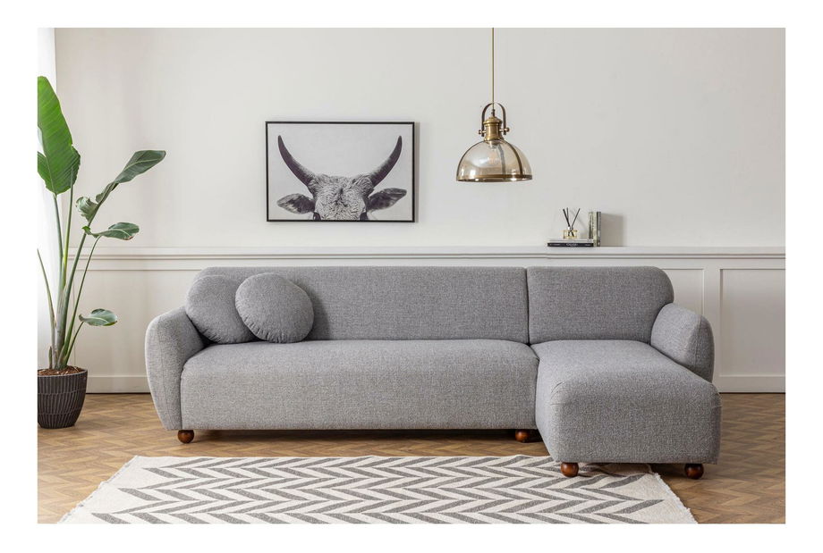Rohová sedačka Edoletta 1 (P) (světle šedá)