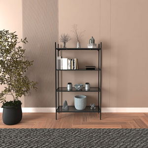 Regál Mortha (černá + kouřové sklo)