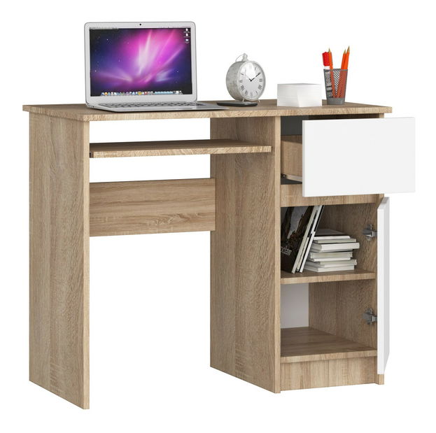 PC stolek Bhaskar (dub sonoma + bílá) (P)