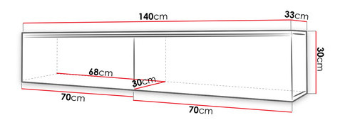 TV skříňka Dlana 140 MDF (černý grafit + rybí kost černá) (s bílým LED osvětlením)