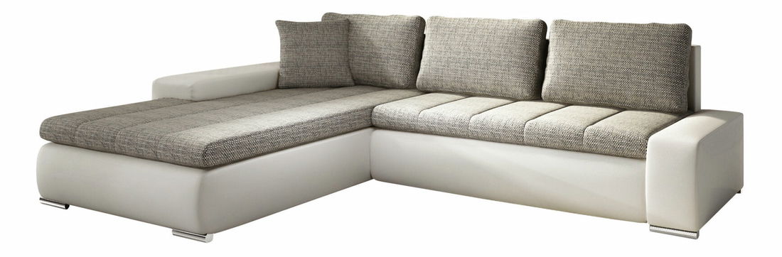 Rohová sedací souprava Tivano béžová + koženka bílá (L)