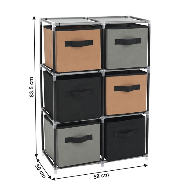 Komoda Cameron 2 (černá + hnědá + šedá)