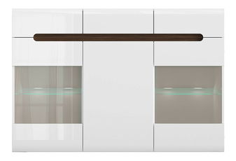 Vitrína BRW Azteca Trio KOM2W1D3S/10/15 (bílá + lesk bílý) (s osvětlením)