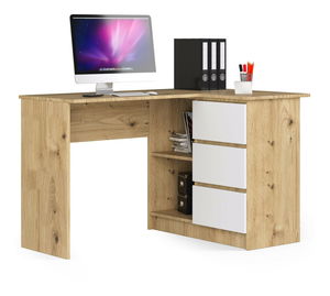 Rohový PC stolek Bodhi (dub artisan + bílá) (P)